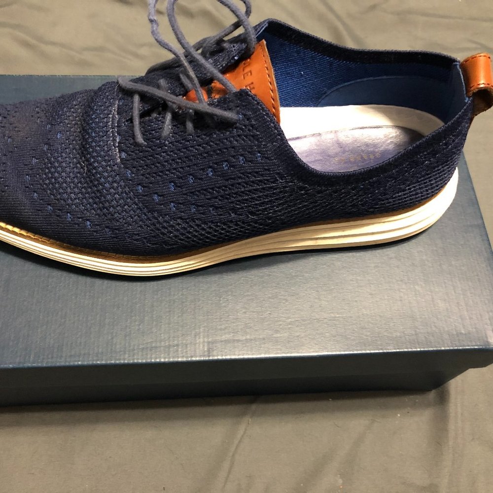 COLE HAAN ZEROGRAND KNIT WINGTIP BLUE SIZE 10.5